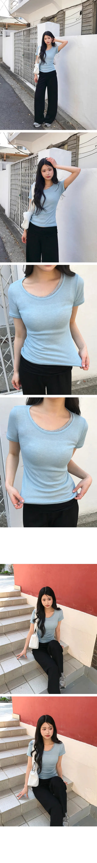 Cheek Layered See-through Short Sleeve T-shirt