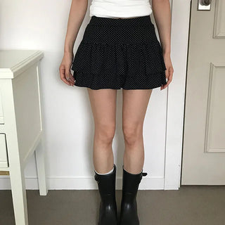 Dean Dot Elastic Waist Mini Skirt