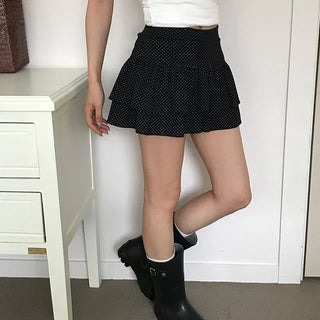 Dean Dot Elastic Waist Mini Skirt