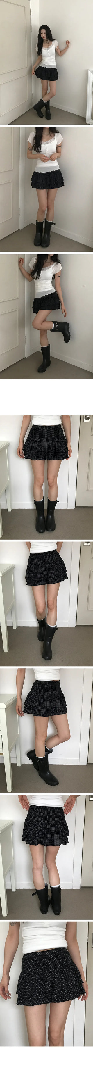 Dean Dot Elastic Waist Mini Skirt