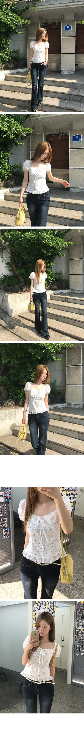 Sunday Dot Short Sleeve Blouse