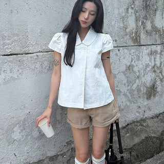 Mewing Button Collar Blouse