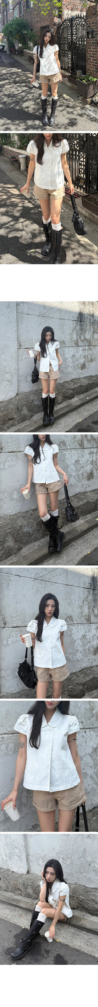 Mewing Button Collar Blouse