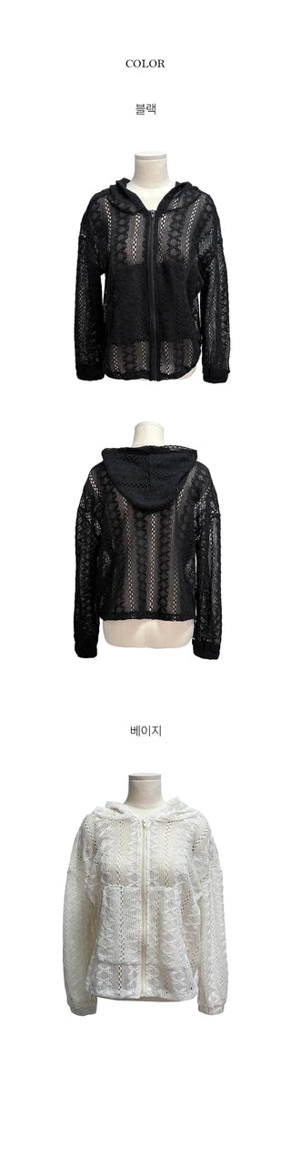 Sunny Punching String Zip-Up Hoodie