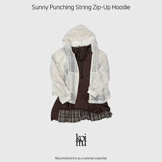 Sunny Punching String Zip-Up Hoodie