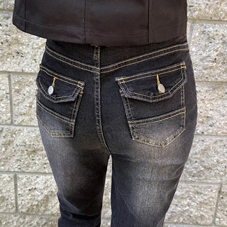 Two-Button Back Pocket Bootcut Pants