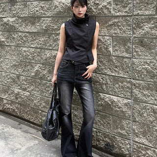 Two-Button Back Pocket Bootcut Pants