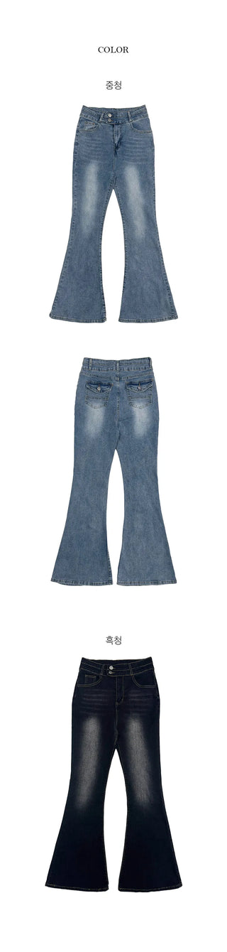 Two-Button Back Pocket Bootcut Pants