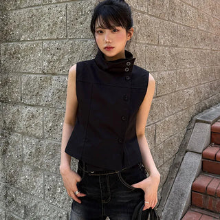 Gather High-Neck Sleeveless Top