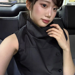 Gather High-Neck Sleeveless Top