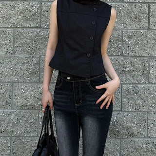 Gather High-Neck Sleeveless Top