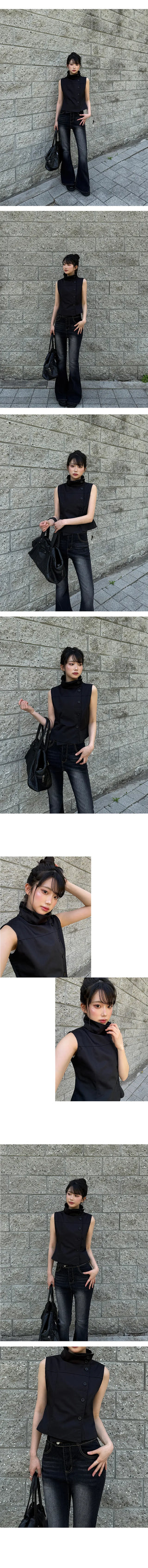 Gather High-Neck Sleeveless Top