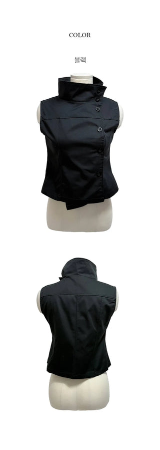 Gather High-Neck Sleeveless Top