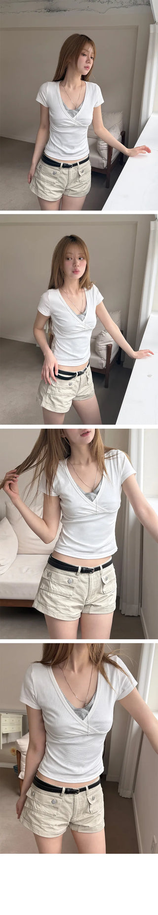 SCO Deep V-Neck Slim Short Sleeve T-Shirt