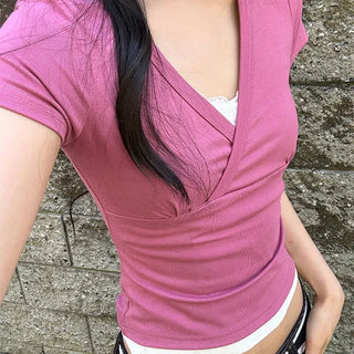 SCO Deep V-Neck Slim Short Sleeve T-Shirt