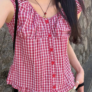 Mark Red Check Blouse