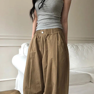 Bez Pintuck Elastic Cotton Wide Pants
