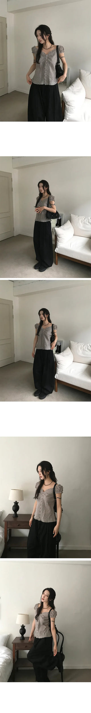 Bez Pintuck Elastic Cotton Wide Pants