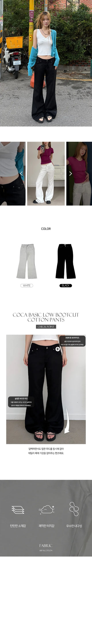 Coca Basic Low Bootcut Cotton Pants