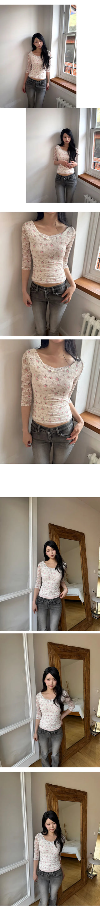 Floral Lace See-through Sleeveless Tee