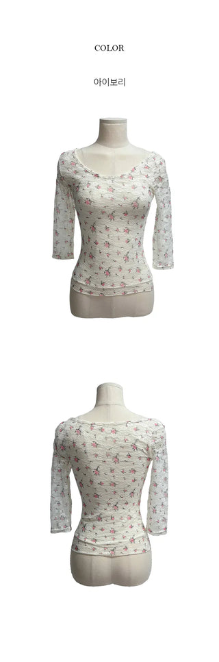 Floral Lace See-through Sleeveless Tee
