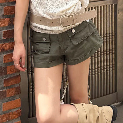 Front Button Roll-up Shorts