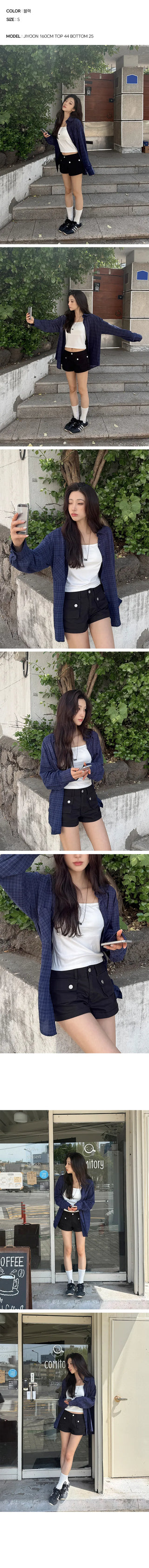Front Button Roll-up Shorts
