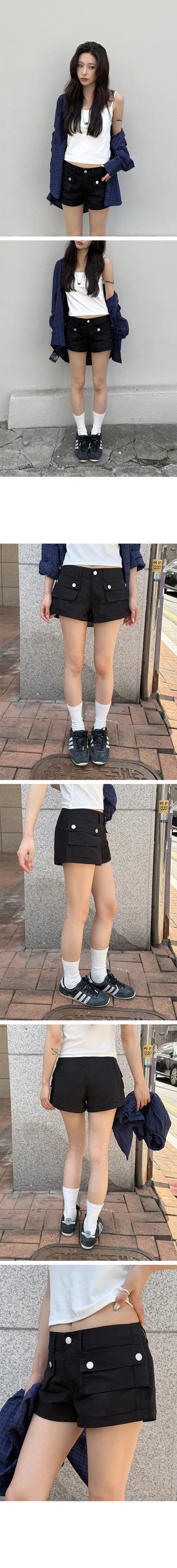 Front Button Roll-up Shorts