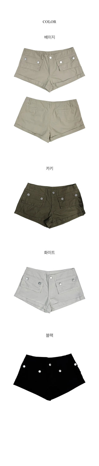 Front Button Roll-up Shorts