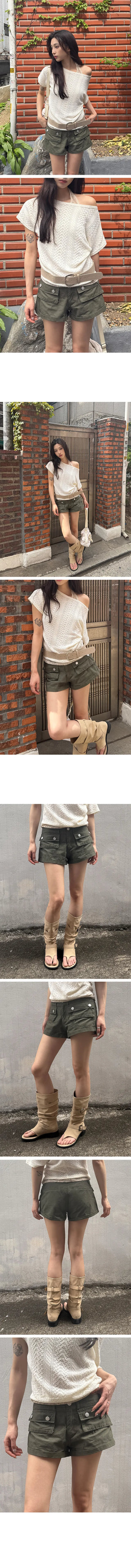 Front Button Roll-up Shorts