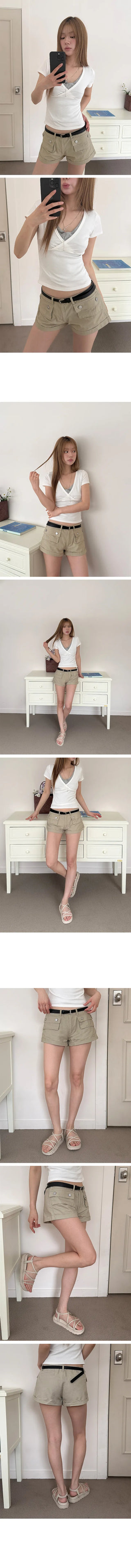 Front Button Roll-up Shorts