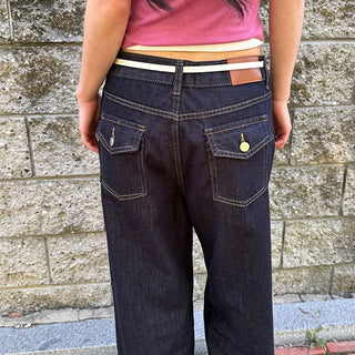 Exi Wide Raw Denim Pants