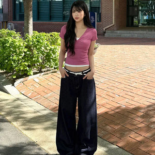 Exi Wide Raw Denim Pants