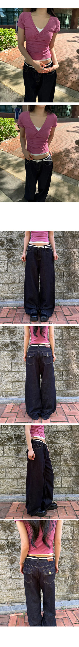 Exi Wide Raw Denim Pants