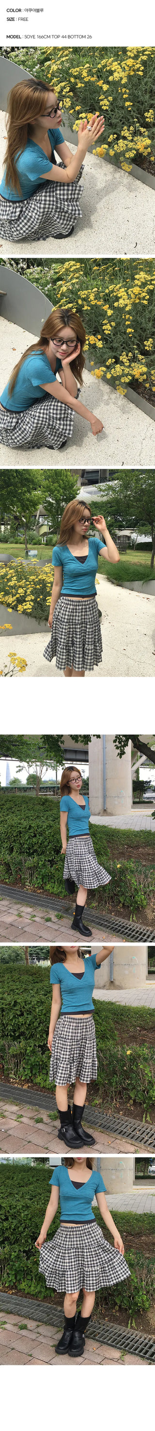 Mari Wrap V-Neck Short Sleeve T-shirt