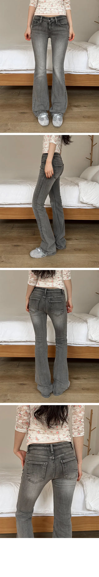 Matte Gray Low Bootcut Pants