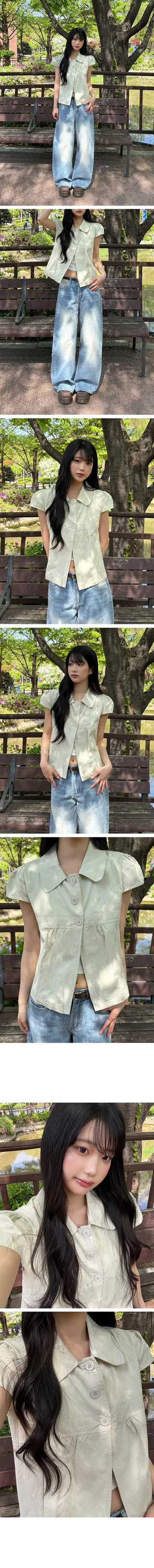 Newly Button Collar Shirt Blouse