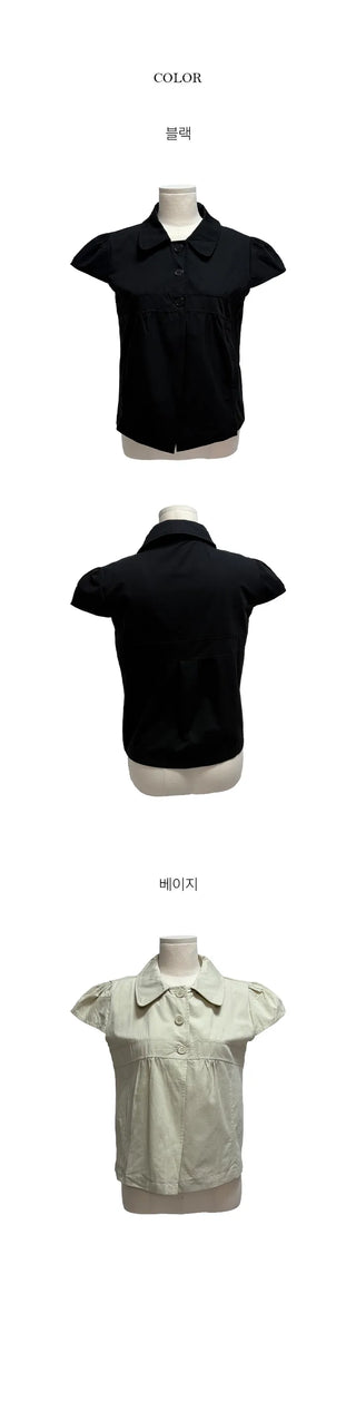 Newly Button Collar Shirt Blouse