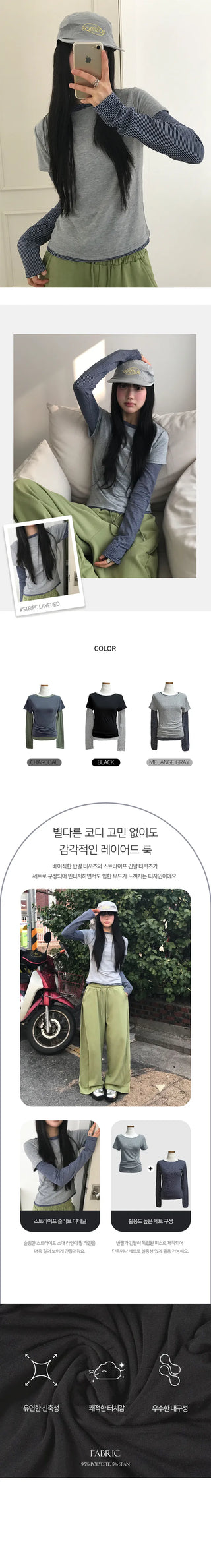 Tio Stripe Layered Short Sleeve T-shirt Set