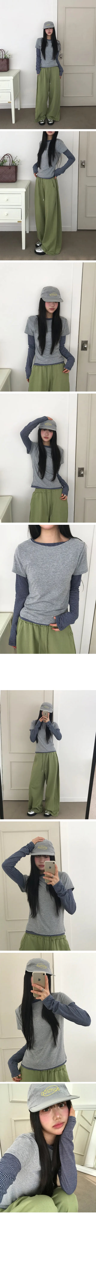 Tio Stripe Layered Short Sleeve T-shirt Set