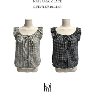 Kate Check Lace Sleeveless Blouse