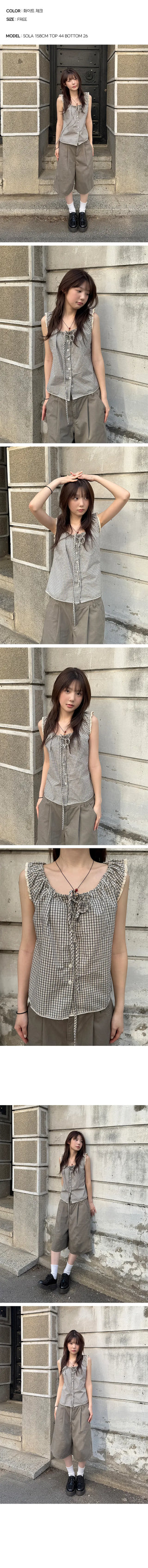 Kate Check Lace Sleeveless Blouse