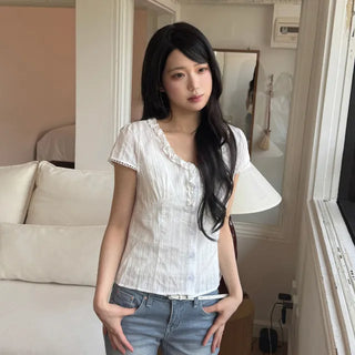 Lanet Lace Frill Shirt Blouse