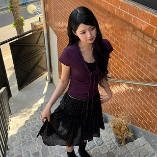 Zion Lace Cap Sleeve Short T-shirt