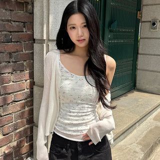 Minty Flower Lace See-through Sleeveless Top