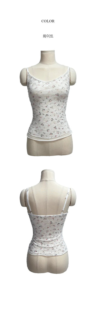 Minty Flower Lace See-through Sleeveless Top