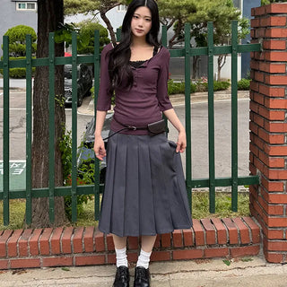 Heve Pleated Midi Skirt