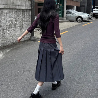 Heve Pleated Midi Skirt