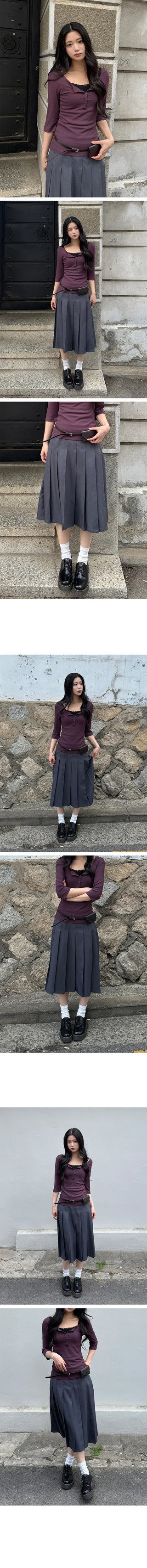 Heve Pleated Midi Skirt