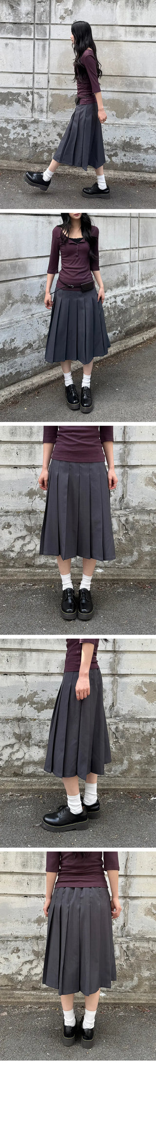 Heve Pleated Midi Skirt